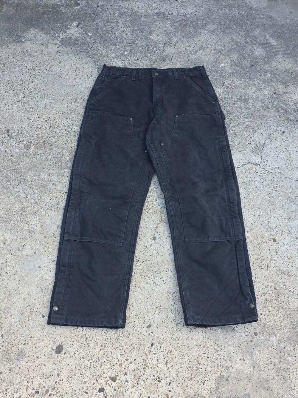 Carhartt B194 Quilt Lined Logger Pants Black Size 36x32Condition: fading, wear